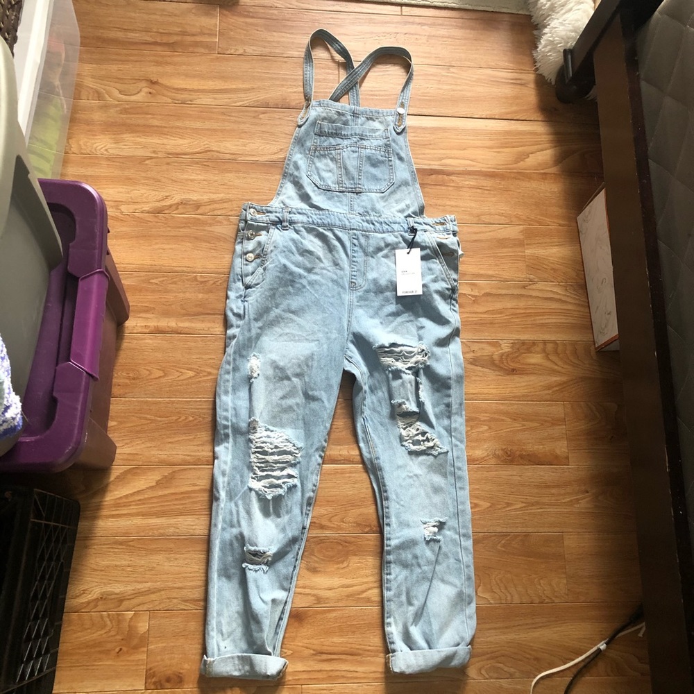 Forever 21 Light blue denim overalls dungaree